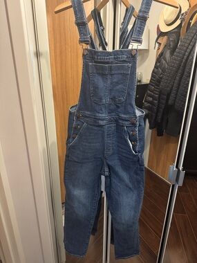 J. Crew Dark Blue Denim Overalls with Branded Button